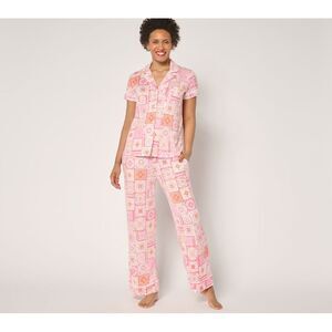 Sunday Brunch Women's Sleepwear Sz M Super Brushed Jersey Notch Pink A676573